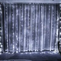 Instalatie Craciun, Tip Perdea, IP44, 4 m x 2 m, 480 LED-uri, Alb rece, cu flash, Transformator, Interconectabila, Prelungitor 5 m inclus, Fir transparent, Interior/ Exterior, Vafy