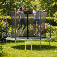 Trambulina gradina 252 cm cu scara si plasa interioara, maxim 100 kg, verde