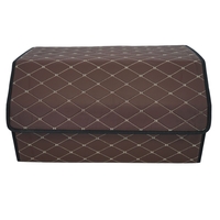 Cutie de Depozitare Auto, Flippy, Organizator Premium Portbagaj, Geanta Multifunctionala din Piele Ecologica, Rezistent la Uzura si Pliabil, 2 Compartimente Depozitare, Maro Havana, 55 x 30 x 30cm