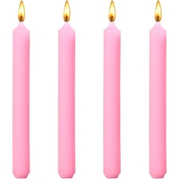 Set 4 Lumanari, Flippy, pentru Suport de Masa, Fara Miros si Fum, din Parafina, 2.2 x 25 cm, Roz