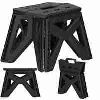 Scaun inaltator multifunctional tip scara, 100 kg, compact, cu maner, 23x31x23 cm, negru