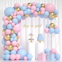 Baloane decorative pentru BABY SHOWER, Flippy, Arcada Set 106 baloane din latex, Model Petrecere, Baloane Party, 12 cm, 30 cm, 45 cm, Roz, Albastru, Gold
