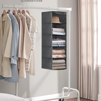 SONGMICS Raft suspendat organizator pentru dulapuri, pliabil, textil, 30x30x90cm, gri