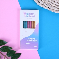 Set 6 Lumanari Lungi, Flippy, din Parafina, 10 x 0.5 cm, Happy Birthday, Multicolor