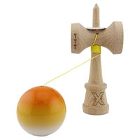 Kendama X Originala, Profesionala, Flippy, Super Sticky cu Cupe Mari KING SIZE V3, Gaura in Baza, Rulment Metalic, din lemn 18 cm, Ata 62/65 cm, Gradient Portocaliu/Galben/Alb