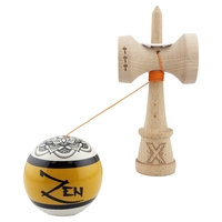 Kendama X Zen Series Originala, Profesionala, Flippy, Cupe Mari KING SIZE V3, Super Sticky, Gaura in Baza, Rulment Metalic, din lemn 18 cm, Ata 62/65 cm, Auriu