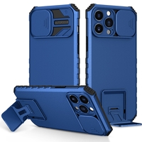 Husa Defender cu Stand pentru iPhone 11 Pro, Albastru, Suport reglabil, Antisoc, Protectie glisanta pentru camera, Vafy