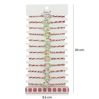 Bratara Martisor pentru Dama, Jolie, Model Fluturas in Inima, Set 12 bucati, Pandativ Argintiu din Inox cu Elemente Multicolore, Snur Alb/Rosu