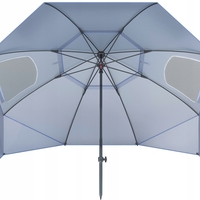 Umbrela plaja 3in1 215x205 cm, cu paravan lateral, fereastra si husa transport, material UV, albastru