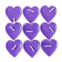 Set 9 Lumanari in Forma de Inima, Flippy, pentru Ziua Indragostitilor, Aroma de Lavanda, Ardere 3.5 h, din Parafina, 4 x 2 cm, Mov