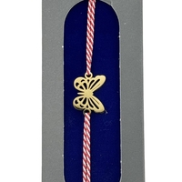 Bratara Placata cu Aur 24k, Jolie, Model FLUTURE PLIN, Martisor Bratara, cu Snur Alb/Rosu, Auriu