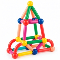 Set de constructie din piese magnetice educative pentru copii 128 de piese, multicolor