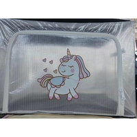 Cutie de Depozitare, Flippy, pentru Camera Copiilor, 100L, din PVC, Model Unicorn, 60 x 42 x 40 cm, Transparent