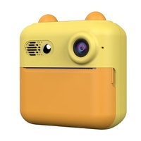 Camera Instantanee pentru Copii, Flippy, cu Functie de Printare, Cablu USB-C, Bluetooth, compatibil iOS/Android, Imprimare APP, Model Urechi, Snur Subtire Inclus, Portocaliu