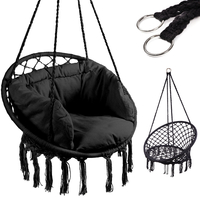 Scaun rotund tip leagan suspendat cu perna Confort Plus, casa sau gradina, negru