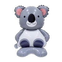 Balon din Folie Metalizata, Vafy, Mini Figurine Animalute, Model Koala, Tematica Aniversare, 38x58 cm, Ambalaj Individual, Pai Inclus, Umflare cu Aer sau Heliu, Multicolor