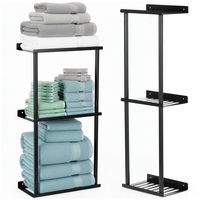 Raft metalic pentru prosoape, structura cu finisaj mat, accesorii montaj incluse, 25x16x76 cm, negru