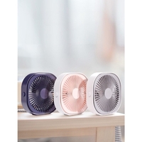 Mini ventilator pentru birou cu usb, Vafy, rotire 360 grade, 3 viteze, 1500 mA, 13.5 x 12,8, Albastru