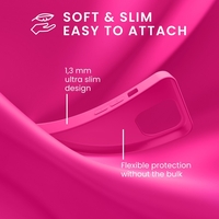 Husa pentru Apple iPhone 14 Vafy, Liquid Silicone, cu Microfibra pe interior, Protectie Antisoc, Roz-Fuchsia