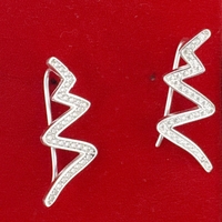 Cercei din Argint 925, Jolie Silver, pentru Dama, Model Sarpe pe Lob cu Pietre, 2.87 g, Design Modern si Elegant, Argintiu