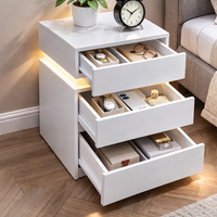 VASAGLE Set 2 noptiere din MDF cu iluminare LED, culori si intensitate reglabile, 35x40x55cm, alb