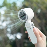 Mini Ventilator Portabil, Vafy, 5 Trepte de Viteza, Afisaj Digital, Incarcare USB, 5V, 2A, 5.95 x 5.2 x 17.2 cm, Alb