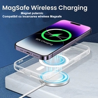 Husa de protectie Vafy compatibila cu Apple iPhone 15 Pro, MagSafe Blister, gaura mare camera, transparenta