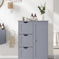 VASAGLE Dulap de baie, din MDF, cu 3 sertare, raft reglabil, 30x60x81cm, gri
