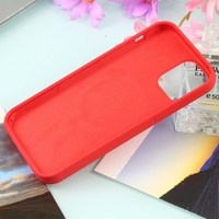 Husa MagSafe liquid large hole magnetic shell pentru Apple iPhone 13, Full Cover, Liquid Silicone, Magnetica, Incarcare Wireless, Vafy, Rosu
