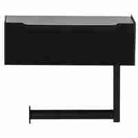 Suport hartie igienica din otel cu sertar depozitare, sistem montare inclus, 22cm, negru bej