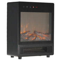 Semineu electric cu efect de flacara, 2000W, 2 trepte, termostat, 29x16x39 cm, negru