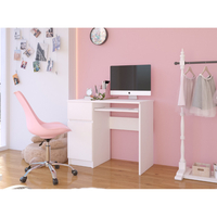 Birou computer PIKSEL, cu sertar, dulap si raft pentru tastatura, stanga, 90x50x77 cm, alb