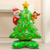 Balon Brad, Vafy, din Folie de Aluminiu, Tema Craciun, 62 x 34 x 117 cm, Baza Stabila, Verde
