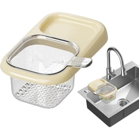 Cos de Scurgere pentru Chiuveta, Vafy, din ABS, cu Maner si Ventuza, Multifunctional, 22 x 13 x 8.5 cm, Crem