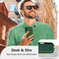 Husa de Protectie, Vafy, pentru iPhone 16 Plus, Liquid Silicone, cu Microfibra pe Interior, Protectie Antisoc, Compatibil Incarcare Wireless, Verde