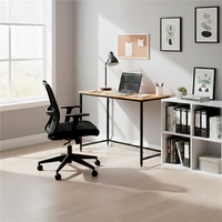 Birou cu blat MDF si cadru metalic, 100x50x76 cm, maro deschis