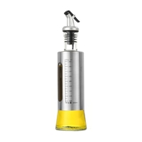 Sticla de ulei, Vafy, Sticla de Ulei din Otel Inoxidabil, Sticla pentru Lichide de Bucatarie, Sticla pentru Lichide de Gatit, 24.8 x 6.5 cm, volum 300 ml, Gri Transparent