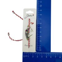 Martisor Bratara Snur Alb-Rosu, Jolie, Pandantiv Metalic, Model Inima Love