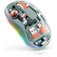 Mouse Wireless, Vafy, Dual Bluetooth, 2.4 GHz, Multi Device, USB-C, 4 Niveluri DPI 800-2400, Reincarcabil, Iluminare LED, Compatibil MacBook/iPad/Laptop, 10 x 6 cm, Verde