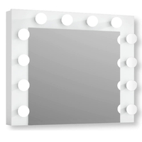 Oglinda machiaj cu 12 becuri LED, lumina neutra, 80x10x65 cm, alb