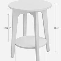 VASAGLE Masuta laterala rotunda cu raft inferior, pentru living sau dormitor, stil modern, 40x40x50 cm, alb
