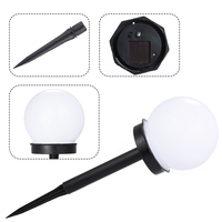 Lampa solara LED pentru Gradina, Flippy, Set 2 Bucati, Tip Glob/Sferica, 37 cm, Diametru 10 cm, Buton On-Off, Multicolor, Negru/Alb