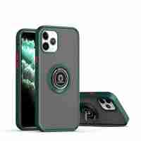 Husa Anti Fall Metal Bracket pentru Apple iPhone 14 Pro, Rezistenta la socuri, Margini colorate, Cu inel de prindere magnetic, Vafy, Verde