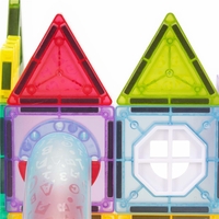 Set de constructie din piese magnetice educative pentru copii 66 de piese, multicolor