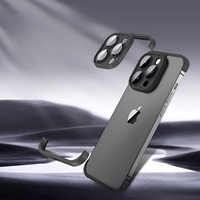 Husa TPU Edgeless Compatibila cu iPhone 15 Pro, Vafy, Protectie pentru Colturi si Camera, Aliaj, Antisoc, Antizgariere, Negru Mat