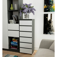 Comoda cu 6 sertare, PAL laminat 16 mm, 40x35x109 cm, gri si alb