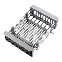 Suport Scurgere Extensibil pentru Bucatarie, Flippy, Uscator Vase din Otel Inoxidabil, Suport Tacamuri si Pahare, Suport pentru Fructe si Legume, 29 x 22 x 9.5 cm Gri