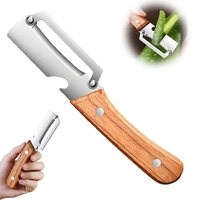 Curatator de Fructe/Legume, Vafy, 2in1, Desfacator de Sticle, Multifunctional, Maner de Lemn, Maro