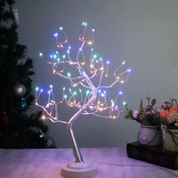 Lampa de veghe LED cu baterii si USB, Flippy, Model Copac din cupru, Multicolor