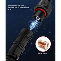 Proiector LED cu Panou Solar Flippy, Senzor lumina, Waterproof, 396 LED-uri incorporate, 200W, 30x24 cm, IP67, Design Modern, Negru